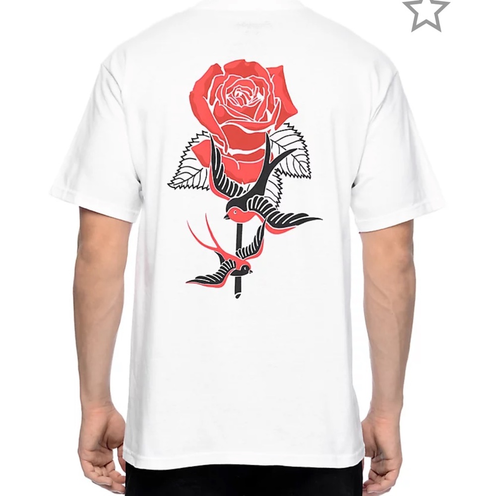 Empyre Swallos and roses white t-shirt